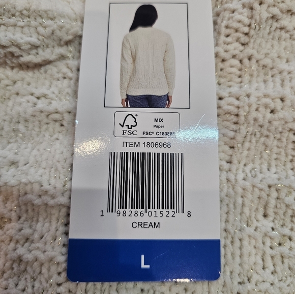 NWT Weatherproof Vintage Cream Chenille Knit Sweater Women’s Large - Picture 5 of 11
